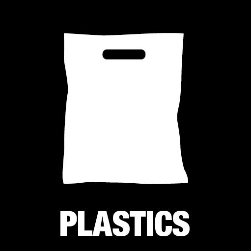 Piktogramm Plastics 15x15 cm Konturschnitt Weiß