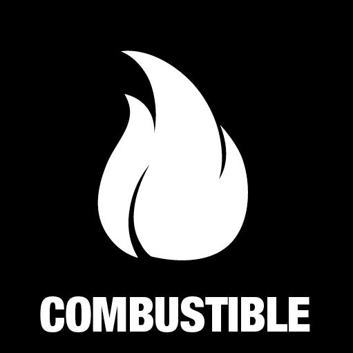 Piktogramm Combustible 15x15 cm Konturschnitt Weiß