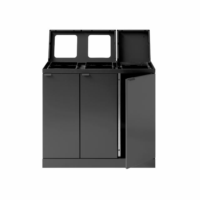 Bica Modell 887 Abfalltrennung 3x45 Liter Deckel/Zwei Öffnungen Anthrazit