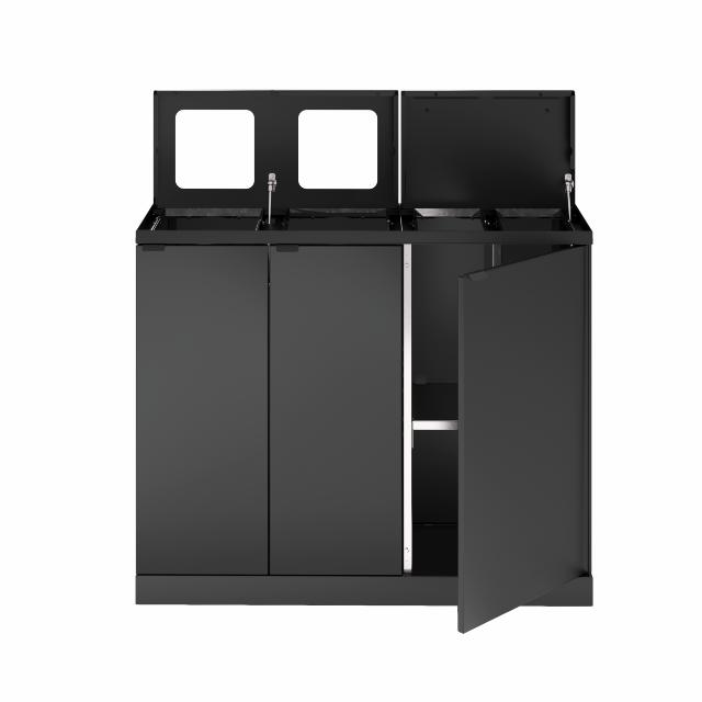 Bica Modell 955 Abfalltrennung 2x65 + 2x45 Liter Mit Regalen und Deckel Anthrazit