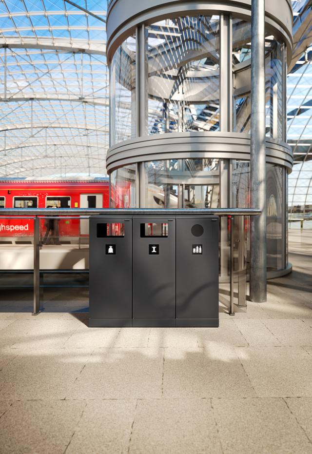 Affaldssortering til metrostationer og togstationer indendørs